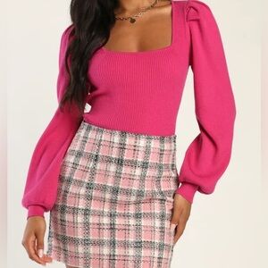 Pink Ribbed Sweater Top